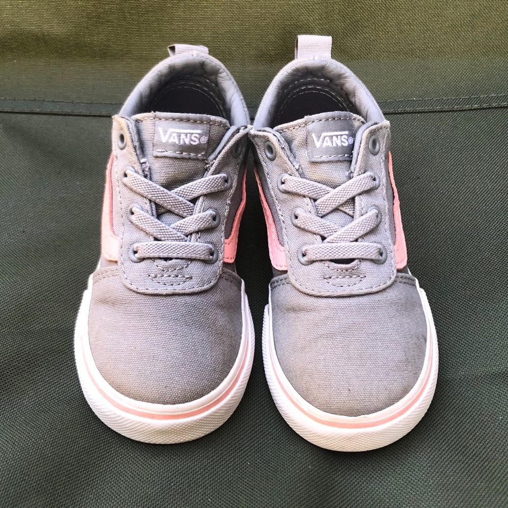 Vans grey and pink toddler shoes